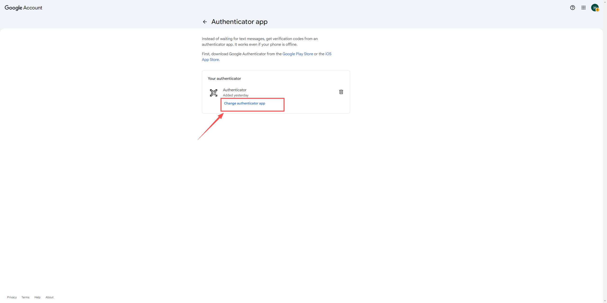 Change Authenticator App